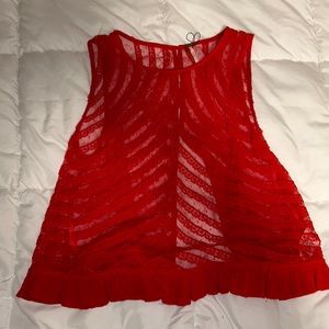 Red freepeople lace top with open back